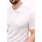 Beruflic Erkek Yazlık Triko Tişört Kısa Kol Polo Yaka Düğmeli T-Shirt - Beyaz