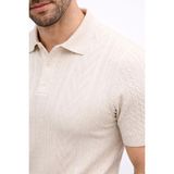 Beruflic Erkek Yazlık Triko Tişört Kısa Kol Polo Yaka Düğmeli T-Shirt - Krem - 2XL