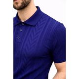 Beruflic Erkek Yazlık Triko Tişört Kısa Kol Polo Yaka Düğmeli Tshirt - Lacivert - 2XL