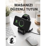 Beruflic Kablosuz Şarjlı Dijital Masa Saati – 3 Parlaklık Seviyeli Led, Hızlı Şarj Yeni Nesil