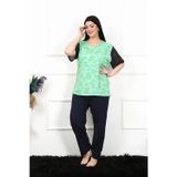 Beruflic Kadın 5XL-6XL-7XL-8XL Büyük Beden Kısa Kol Pijama Takım Yeşil