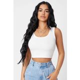 Beruflic Kadın Beyaz Kare Yaka Crop Top Bluz