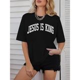 Beruflic Kadın Bisiklet Yaka Kısa Kol Baskılı T-Shirt - Siyah - M
