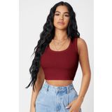 Beruflic Kadın Bordo Kare Yaka Crop Top Bluz