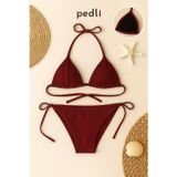 Beruflic Kadın Bordo Yandan Ve Boyundan Bağlamalı Bikini Mayo Takımı