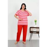 Beruflic Kadın Büyük Beden Kısa Kol Penye Pijama Takımı Kırmızı