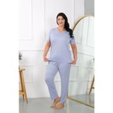 Beruflic Kadın Büyük Beden Kısa Kol Penye Pijama Takımı Lila
