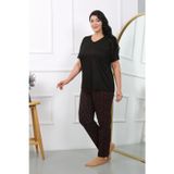 Beruflic Kadın Büyük Beden Kısa Kol Penye Pijama Takımı Siyah