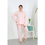 Beruflic Kadın Büyük Beden Uzun Kol Penye Pijama Takımı Pembe