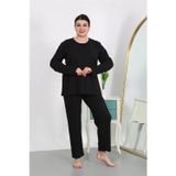 Beruflic Kadın Büyük Beden Uzun Kol Penye Pijama Takımı Siyah