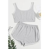 Beruflic Kadın Gri Askılı Crop Top Ve Şortlu Gecelik Takım