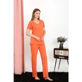 Beruflic Kadın Kısa Kol Pamuk Penye Pijama Takım Turuncu