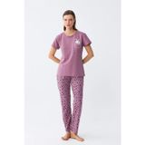 Beruflic Kadın Mor Patili Tavşan Baskılı Cepli Pijama Takımı