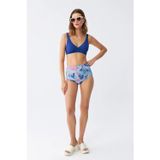 Beruflic Kadın Pedli Yaprak Desenli Yüksek Bel Sax Bikini Takımı