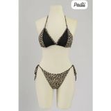 Beruflic Kadın Siyah ve Leopar Detaylı Yandan Bağlamalı Bikini Takımı