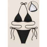 Beruflic Kadın Siyah Yandan Ve Boyundan Bağlamalı Bikini Mayo Takımı