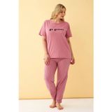 Beruflic Kadın Somon Go Getter Yazılı Büyük Beden Pijama Takımı
