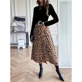 Beruflic Kadın Uzun Kollu Bisiklet Yaka Ithal Krep Bluz Alt Desenli Modal Midi Elbise - S - M - Siyah