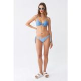 Beruflic Kadın Yandan Bağlamalı Yarım Destekli Fiyonklu Alt Üst Bikini Takım Buz Mavisi