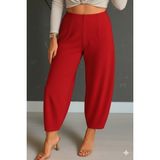 Beruflic Kadın Yüksek Bel Krep Pantolon - Kırmızı - 4XL