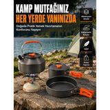 Beruflic Katlanabilir Kulplu Alüminyum Kamp Tencere Tava Çaydanlık Seti Piknik ve Doğa Kampı Için - Renkli - standart