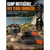 Beruflic Katlanabilir Kulplu Alüminyum Kamp Tencere Tava Çaydanlık Seti Piknik ve Doğa Kampı Için