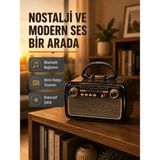 Beruflic Led’li Nostaljik Bluetooth Hoparlör – Vintage Tasarım, Ahşap Doku