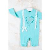 Beruflic Love Kalp Nakışlı % 100 Pamuk Kız Bebek Tulumu - Yeşil