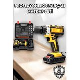 Beruflic Metal Dişli 24W Akülü Matkap -Çift Bataryalı ve LED Çalışma Işığı ile Tam Set - 1