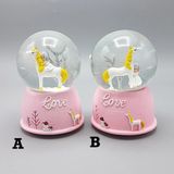 Beruflic Mini Pembe Kar Küresi - Sevimli Unicorn ve Kız Tasarımlı - Işıklı - 1