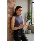 Beruflic Miss Kadın Antrasit Gri Kolsuz Balıkçı Yaka Basic Bluz Brf - Antrasit - Gri - 2XL