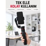 Beruflic Profesyonel Aı Gimbal Selfie Stick Yüz Takipli Telefon Sabitleyici Bluetooth Kumandalı Katlanabilir Tripod - Renkli - standart
