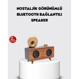 Beruflic Retro Gramofon Tasarımlı Bluetooth Hoparlör – 3D Stereo Ses, 1800 Mah Batarya - Renkli