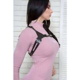 Beruflic T-shirt Bluz Elbise Üzeri Yaka Crop Kemer Deri Harness - Brf1271