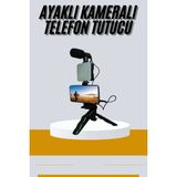 Beruflic Tripod Telefon Tutucu Kumandalı Mikrofon LED Işık Vlog Video Kayıt - Renkli - standart