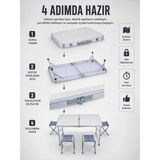 Beruflic Valiz Tipi Katlanabilir Piknik Masası 4 Tabureli Taşınabilir Kamp Masası - Renkli - standart