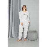 Beruflic Welsoft Polar Kadın Büyük Beden Pijama Takımı Ekru