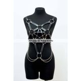 Beruflic Zincir Detaylı Şık Deri Göğüs Harness, Büstiyer Harness, Deri Göğüs Harness- Brf1399