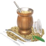 Beruth Bombilla Yerba Mate Gourd, 8 oz Paslanmaz Çelik Çay Bardağı Seti, Çok Fonksiyonlu Kapaklı, İki Pipetli ve Temizleme Fırçalı, Çift Duvarlı Kahve Kupası Isı Yalıtımı, Haşlanma Önleyici BR2301