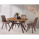 Berya Concept Valentino | 6 Kişilik |MDF Masa Yemek Takımı - Kahverengi - 80x130