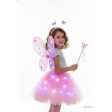 Beryka 2-10 Yaş Kız Çocuk LED Işıklı Kelebek Kanat Peri Kostüm Seti - 00406 Pembe - 2 Yaş