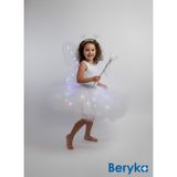 Beryka 2-10 Yaş Kız Çocuk LED Işıklı Kelebek Kanat Peri Kostüm Seti Kabarık Tütü Etek (Beyaz, 6 Yaş)