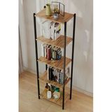 Bes Rafli Çok Amaçli Dar Kitaplik (Siyah Profil Çam Sunta) 60X150x26 Mtl037
