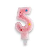 Beş Rakamlı Pembe Mum Doğum Günü Pasta Mumu ( 7X3) cm - Sayılı Mum - Pasta Süsü
