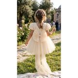 BES TREND KIZ ÇOCUK ELBİSE BALON KISA KOL DETAY LI KUYRUKLU FİYONK PARTY DOĞUM GÜNÜ ELBİSE PAMUKLu 1-7 YAŞ