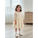 Bes Trend Kız Çocuk Elbise Bayramlık Elbise Uzun Kol Brode Işlemeli Bebe Yaka Detaylı Pamuklu 1-5 Yaş Aralığı - 1 Yaş - Ekru