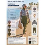 Besa Bandana Tesettür Bandana Mayo Dijital Desenli Siyah 4 Parça Eşarp Bone, Bandana, Üst, Alt Takım Ten Ve Vücut Hatlarını Göstermez