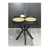 Besa Home Modülare Mutfak Yemek Masası Balkon Masası Cafe Masası Metal Siyah Ayak 80 Cm