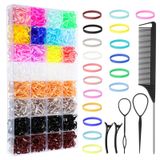 BESARME 2400 adet saç için lastik bantlar, saç şekillendirme araçları ile küçük lastik bantlar renkli elastik saç bağları kız bebek bebek bebek için küçük saç aksesuarları çorap doldurucular kızlar kadınlar