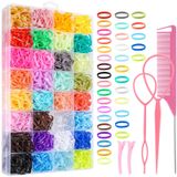 BESARME 32 renk Mini saç lastik bantlar, 2000 adet renkli elastik saç bağları kızlar için lastik bantlar saç aksesuarları bebek yürümeye başlayan saç bağları organizatör kutusu ve 6 saç şekillendirme araçları